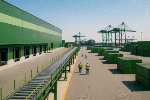 Mapa estratégico digital destacando las rutas comerciales entre Europa y el Norte de África para julio 2025, con enfoque en puertos clave.